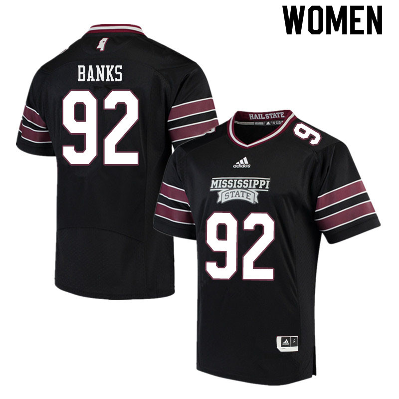Women #92 Jevon Banks Mississippi State Bulldogs College Football Jerseys Sale-Black